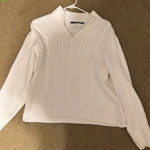 White Knitted Quarter Zip